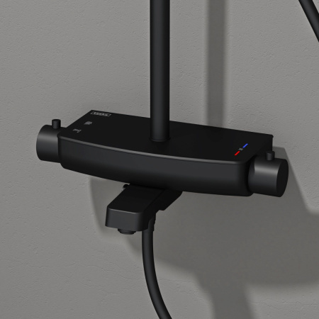 Душевая стойка Teska MIRA DK3680 настенная цвет черный с термостатом